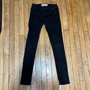 Hollister Destructed Super Skinny Black Stretch Jeans Jeggings 5R
